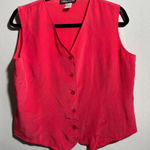 VTG 80s 90s 100% Silk‎ Hot Pink Vest Tank Sleeveless Top V Neck Womens L Retro Size L Photo 0