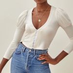 Reformation Einkorn Ribbed Puff Long Sleeve Top Photo 0