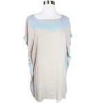 TUNIC BEACH COVER UP T. Zovich Solid with Floral Trim Swim Sustainable Tan NWT Size M Photo 1