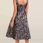 Francesca's Blue Gold Floral Metallic Sleeveless Midi Fit & Flare A-line Dress L Photo 8