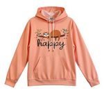 Peach “Happy Sloth” Graphic Hoodie – Size XXL – Soft Stretch Polyester Blend NEW Pink Photo 0