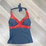 Athleta  Ventana Bra Cup Halter Tankini Top‎ Gray Pink Paisley 32 D DD Photo 8