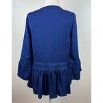 Devlin  Womens Embroidered Bell Sleeve Tunic Top in Blue Sz XS Boho Peasant Flowy Photo 1