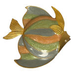 Gold Tone Fish Brooch Enamel Pastel Stripes Rhinestone Eye Pin Photo 0