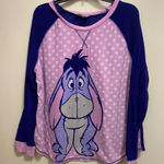 Disney Eeyore Womens Lounge Pajama Top 3XL 22W 24W Pink & Purple Fleece Photo 0