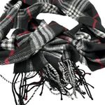 V. Fraas BLACK WHITE RED PLAID ALL OVER PRINT SCARF 62X12 Photo 0