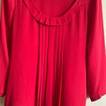 Loft  Red pleated blouse womens size XS Grannycore office business Photo 6