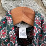 Cambridge Vintage Wool Blend High Neck Green Paisley Button Down Shirt Photo 6