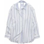 American Eagle AE Aerie Good Day Button Down Shirt Marbled Blue Stripe NWT Small Photo 1