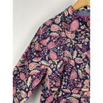 Talbots Navy Pink Paisley Floral Button Up Collared Blouse Top Size LP Photo 2
