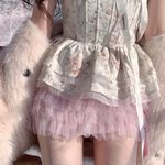 Japanese Kawaii Y2K Pastel Pink Velevt Bow Cottage Ballet Mini Tier Skirt Skorts Size XS Photo 9