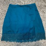 Naked Zebra Teal Mini Skirt with Lace Hem Photo 0