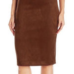 BCBGMAXAZRIA Chocolate Brown Lyric Faux Suede Pencil Skirt Size XS Photo 0