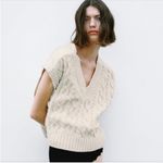 ZARA  Cream Beaded Cable Knit Sweater Vest Photo 2