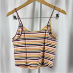 Colsie Large Striped 90's V Neck Crop Top Tank Top Summer Retro Yellow Photo 1