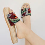 ZARA Beaded Watermelon Espadrille Bohemian Sandals Sz 35/US 5 Colorful Summer Photo 0