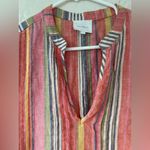 Sundays  linen brightly colored striped, cap sleeves, knee length dress;size 1 S Photo 1