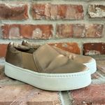 Vince Warren Tan Satin Platform Slip On Sneakers, 6 Photo 1