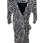 Anthropologie  Vanessa Virginia Lena Wrap Dress Black White Stretch Rayon Small Photo 2