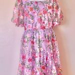 NoliaBae  Lavender Pink Red Floral Embroidered Puff Sleeve Tulle Dress. Photo 8