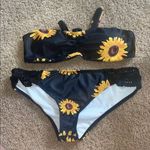 Sunflower Print Bikini Set 2 piece set strapless standard bikini black lace Size undefined Photo 0