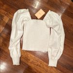 La Ligne White Blouse with Smocked Bodice and Long Puff Sleeves NWT small Photo 6