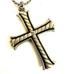 Silver tone cross choker pendant necklace Photo 6