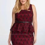 Torrid x Rebel Wilson Red&Black Lace Peplum Sheath Midi Dress Sz.26W Photo 1