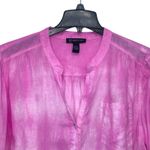 INC 100%‎ Linen Shirt Plus Size 22W Pink Tie Die Button Waist Tie Crop Top Photo 1