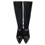 Maher Italian Expression Women's Suede Patent leather Riding Boots Black Size 39 Photo 3