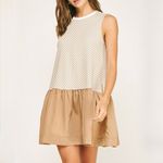 Strut & Bolt Herringbone Sleeveless Dress Taupe white size M Photo 2