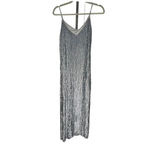 Retrofete Rebecca Grey Velvet Trimmed Sequined Chiffon Dress Silver Size XS Photo 3