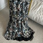 Tahari multicolor appliqué black full length gown sleeveless mesh top sz 2 Photo 2