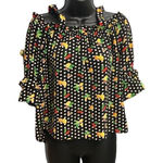 Twine & String Women’s Cold shoulder Fruit & Polka Dot Top, Multicolored, Medium‎ Photo 0