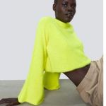 ZARA Women’s Knit Fuzzy Neon Cropped Sweater Bell Sleeves Photo 1