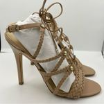 Ivanka Trump leather strappy tan high heels women Size 9M Photo 5