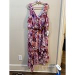XScape  Women's  Printed Chiffon High-Low Midi Dress Pink Floral‎ Size 6 Photo 6