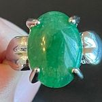 Green jade women heart ring size 8.75 Photo 5