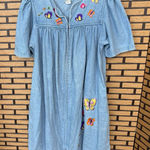 Bechamel‎ Denim Zip Up Butterfly Embroidered Dress Size Medium Petite Photo 0