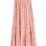 Abercrombie & Fitch Tall Ruched Crinkle Front Slit Maxi Dress in Coral Photo 0