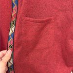Soft Surroundings  Red Knit Button Up Cardigan Jacket Boho Southwestern Trim 3X Photo 5