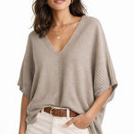 White House | Black Market V-Neck Dolman Sweater in Biscotti Size L NWT Photo 0