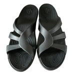 Crocs NWT Sanrah strappy dual comfort low wedge sandals black size 10 Photo 0