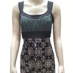 Womens Sleeveless Black and White Patterned Tankini Dress With Tie Waist Photo 0