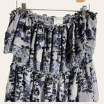 Misa  Nadia Purple Blue Strapless Floral Print Tiered Maxi Dress Size M Photo 5