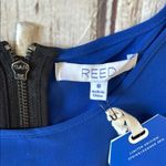 Reed Chic Black and Blue Jumpsuit with Textured Fabric and Elastic Waist Size 8 Photo 4