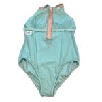 Lands' End  Blue 1/2 Zip Front Athletic Cross Back One Piece Swimsuit Size 12 Photo 4