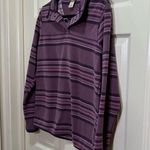 Duluth Trading Co long sleeve snap neck fleece pullover purple stripe size small Photo 2