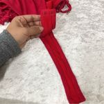 Forever 21  Red Ruffle neckline Bodysuit off the shoulder ladder side opening Photo 6