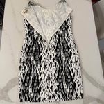 Kasper A Line Dress w/ Jacket White/Black Abstract Women's 14 Embellished Neck Black Photo 5